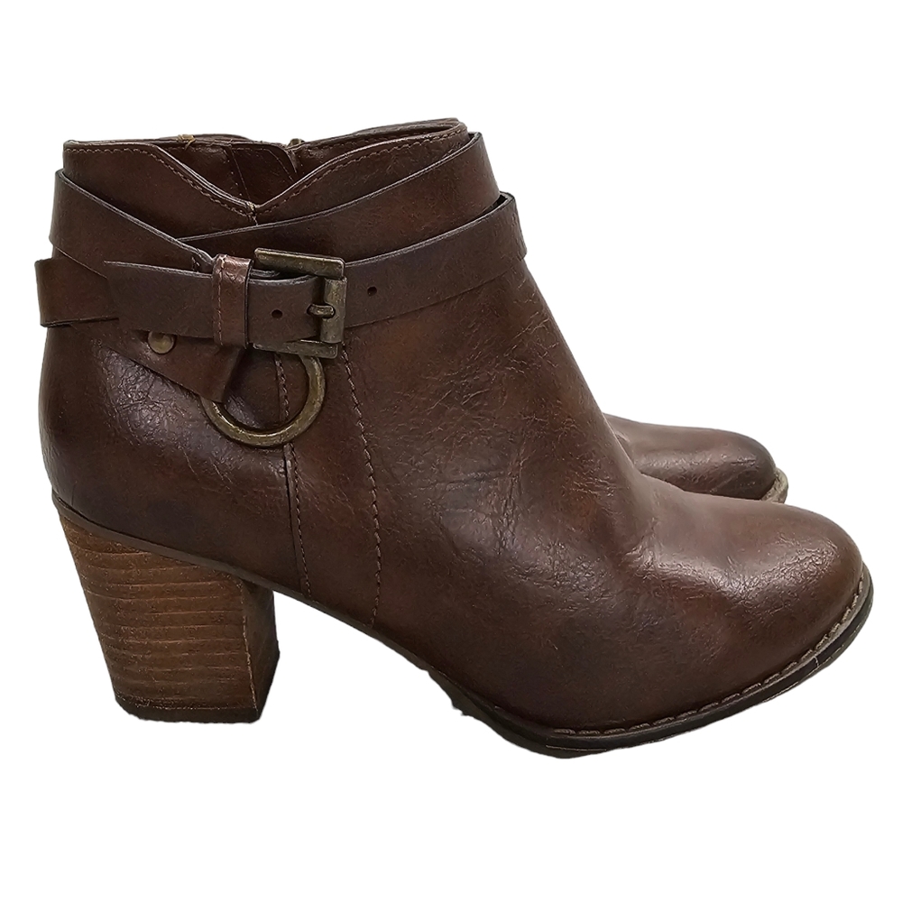 Michael by Michael Shannon Ankle Boots Womens Size 5.5 Brown Heeled Faux Leather